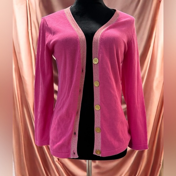 Michael Kors Pink Cardigan with Gold Buttons size M - Picture 1 of 3